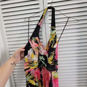 Carmen Marc Valvo Tropical Halter Evening Gown